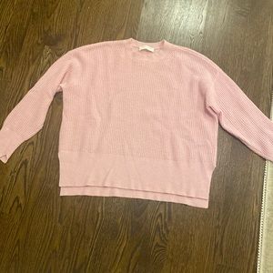 Everlane pink waffle cashmere sweater